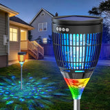 Solar Bug Zapper Outdoor, 4200V 3-in-1 Mosquito Zapper with Flame Light & RGB Projector, Solar Powered & USB Rechargeable, Smart Auto Mode, IP65 Waterproof Mosquito Killer for Yard Garden 2000 Sq Ft