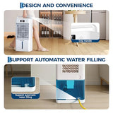 Portable Air Conditioners, 3-in-1 Evaporative Air Cooler with Touch Screen & Remote, 2.66Gal Cooling Fan, 6 Speeds & 3 Modes, 12H Timer, Includes 4 Ice Packs & Rolling Casters for Home, Office