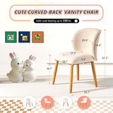 VINGLI Chenille Curved-Back Armless No Wheels Vanity Chair for Girls