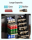 EUHOMY Wine and Beverage Refrigerator, 24 Inch Dual Zone Wine Cooler