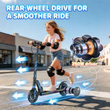 Aolorozo Electric Scooter for Kids, 250W Motor, Up to 10 MPH & 12 Miles, 8" Solid Tires, Foldable Kick Scooter with Dual Brakes System & Front Suspension, 4-Level Height Adjustable, UL2272 Certified
