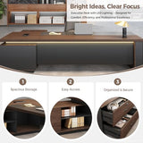 71" L-Shaped Executive Desk with LED Accent Light, Reversible Return, Locking Drawers & 3-in-1 Charging Station
