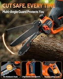 VOTREK® Unique Gift for Men: Mini Chainsaw Cordless 8 inch & 6 inch, Powerful & Safe Electric Handheld Chain Saw with 2 Batteries, Ultimate Garden Gift
