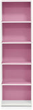 5-Tier Reversible Color Open Shelf Bookcase , White/Pink