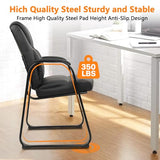 Office Guest Chair Leather Reception Chair with Bonded Padded Arm Rest and Sled Base Desk Chair
