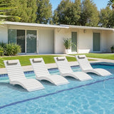 Compsia Pool Lounge Chairs Outdoor set of 4，Aquawave Lounge Chair, HDPS Long Pool Chairs for in Pools, Weighted All Weather Tanning Chair with Headrest for Outside Beach Patio Sun Bathing Hotel, White