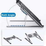 Aluminum Adjustable Laptop Stand for Tablet Stand Notebook Cooling Stand Fan Pad Portable Base