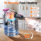 ScrubWiz 10-in-1 Steam Cleaner, Steam Mop with Detachable Handheld Steamer, 320ml Water Tank, 10s Fast Heating, Portable Steamer for Cleaning Floor, Tiles, Kitchen, Window, BBQ Grill, Car, Gray