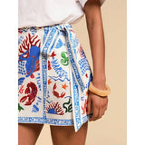 Talakeno Womens Summer Floral Wrap Short Skirt Tie Side High Waist A Line Beach Vacation Boho Mini Skirt(Sky-Blue,S)