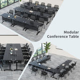 8PCS Modular Folding Conference Table, Mobile Meeting Training Table