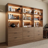 Mekminop 3PCS Lighted Bookshelf and Bookcase, 5-Tier Modern Bookshelves
