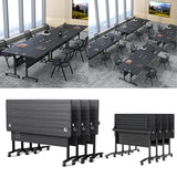 Modern Conference Table, Folding Conference Room Table with Rolling Wheels, Stackable Flip Top Mobile Training Table Modular Seminar Meeting Tables for Office