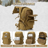 AUMENTAR 35L Military Tactical Backpack for Men,Water Resistant Assault Pack for Women,Khaki Molle Daypack 3 Day Bug Out Bag Rucksack for Trekking, Camping,Survival,EDC