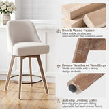 Bekrvio Counter Height Bar Stools Set of 4, Mid-Century Swivel Barstools with Backs and Wood Legs