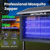 ZETAWALE Solar Bug Zapper Outdoor Mosquitos Zapper Solar Powered Bug Zapper Outdoor Camping Fly Control for 4000 sq.ft Waterproof Fly Killer Solar Mosquito Zapper for Garden Lawn and Back Yard (20W)