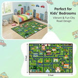 HBUFBUQ Non Slip City Road Traffic Carpet for Toy Cars, Kids Play Rug 3x5 Feet Education Town Map with Zoo and Shop Learning Area Rug for Boys Girls Playroom Bedroom