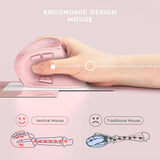 IDJXNXYDH Pink Ergonomic Wireless Mouse Rechargeable 2.4G Bluetooth 3 Device Silent Vertical Mouse for Laptop PC Mac Tablet
