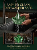 Large Double Spoon Rest Green Ceramic Maple Leaf for Stove Top and Counter