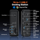 Laptop Docking Station 3 Monitors, Triple 4K Display with 3 HDMI, 9 USB Ports, Gigabit Ethernet, PD3.0, for Windows