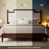 King Size Bed Frame with 50.2" Tall Upholstered Headboard, Walnut