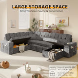 Modular Sectional Sleeper Sofa with Pull Out Bed, 108 Inch U Shaped 7 Seat Couches for Living Room