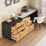 Modern L-Shaped Writing Desk with 8 Drawers, Large Computer Desk