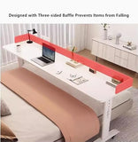 LAKIQ Modern Rolling Laptop Desk for Bed White Over Bed Computer Desk with Wheels Height Adjustable Laptop Stand Bedside Table (White-Black, 82.7" L x 19.5" W x 26.8" H)
