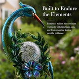 Voumsil Solar Garden Lights Outdoor - Decorative Metal Heron Stake with Cracked Glass Ball, Weather Resistant Auto-On Landscape Lighting for Yard Patio Lawn Pathway Decor, Gardening Gift for Mom