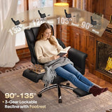 Ergonomic Office Chair with Footrest, Criss Cross Legged Desk Chair with Flip-Up Arms, Wider Thicker Spring Seat, Lumbar Pillow