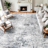 12x18 Washable Area Rug: Extra Large Abstract Living Room Rugs BlueGray