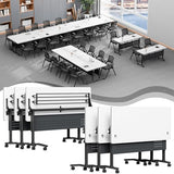 Usosidam Folding Conference Room Table, Modular Mobile Large Flip-Top