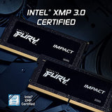 Kingston FURY Impact 32GB (2x16GB) 6400MT/s CL38 DDR5 SODIMM | Intel XMP 3.0 | Plug N Play | Laptop Memory