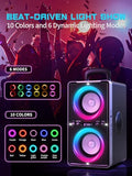 YIER Bluetooth Speaker, 200W Peak Loud Stereo with Big Bass, 20H Playtime, TWS, Fast Charging, Portable Handle, Wireless Large Boombox Bocina with LED Light for Party Outdoor Backyard Camping