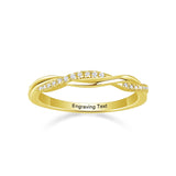 Oseew 0.25 carat Petite Twisted Vine Lab Grown Diamond Engagement Ring Engraving Text Promise Ring (yellow gold) Stackable Bands and Wedding Rings