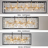 Vezzio Modern Black and Gold Rectangle Crystal Chandeliers for Dining Room