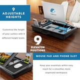 Pro 2.0 Lap Desk with 9 Adjustable Heights, Built-in Mouse Pad & Phone Slot – Full Microbead Cushion