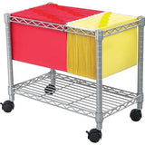 Pemberly Row Contemporary Steel Wire Mobile File Cart, Gray Finish