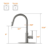 RULIA Kitchen Faucet, Kitchen Sink Faucet, Sink Faucet, Pull-Down Kitchen Faucets, Bar Kitchen Faucet, Brushed Nickel, Metal Spray Head, RB1018