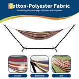 Garvee Instant Setup Hammock with Reinforced Steel Frame, Portable Outdoor Hammocks for Garden Camping, Heavy Duty Garden Yard Outdoor 350 LBS Capacity, Rainbow Stripes