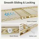 VIPEK X1 Expandable Clothes Rack Heavy Duty Adjustable from 2' to 3'5" with Adjustable Shelves and Hanger Rods, Gold