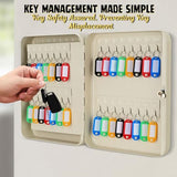 Flexzion Key Box Wall Mount with Code, Key Cabinet with 60 Key Holder Organizer Locker Case