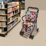 Heavy Duty Foldable Shopping Cart with Seat Shopping Carts for Seniors with Double Brake & Footrest