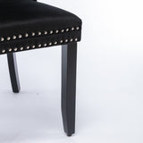 MOOLSUN Velvet Dining Chairs Set of 8, High Back Side Chairs, Modern Padded High-End Tufted Upholstered Chairs with Button-Tufted Back & Rear Pull Tabs, Solid Wood Legs E-Black(Solid Wood Legs)
