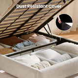 ModernMate Queen Lift Up Storage Bed Frame with Adjustable Headboard, Beige