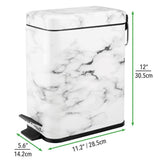 mDesign Small Modern 1.3 Gallon Rectangle Metal Lidded Step Trash Can, Compact Garbage Bin with Removable Liner Bucket and Handle for Bathroom