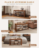 IUNVR Shoe Rack Bench Seat Rubberwood 3-Tier Wooden Storage Bench 550lbs Compact Mid-Century Modern Design for Entryway, Hallway, Closet, Front Door Entrance, Foyer
