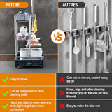Rolling Cleaning Cart with Mop & Broom Organizer ， Convenient Storage Cart for Janitorial Supplies, Tools, and Cleaning Equipment