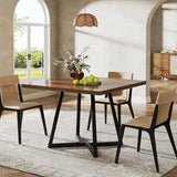Industrial Dinner Table with Metal Base, Kitchen Table for Dining Room, Small Space, Apartment