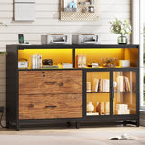 59" File Cabinet, 2 Drawers Filing Cabinets for Home Office fit Legal/Letter/A4 File