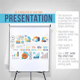 High Boardroom XL Black Aluminum Flip Chart Easel & Presentation Stand - Adjustable Floor/Tabletop